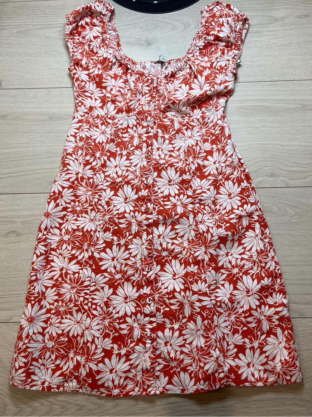 madewell dress off the shoulder womens size 00 orange & white floral